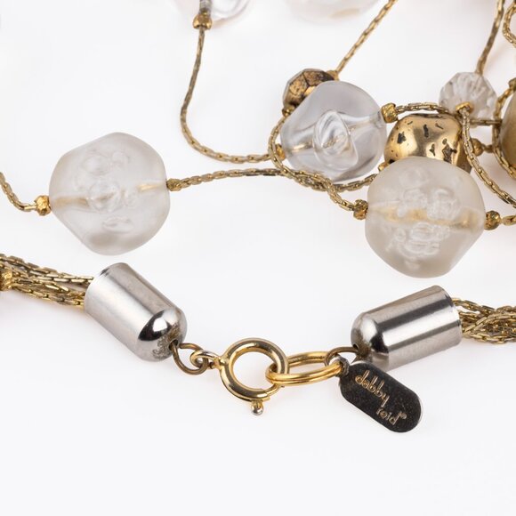 DABBY REID Chunky, Layered, 5 Strand Gold & Clear Beaded Retro Choker - Picture 7 of 7